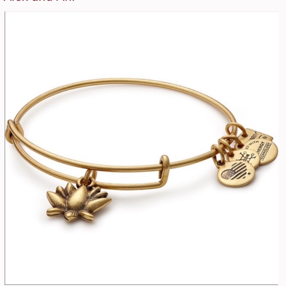 Alex and Ani - Gold Lotus Blossom Charm Bangle